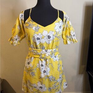 Lush Yellow Floral Mini Dress